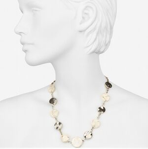 Chic Silver & Shell Beaded Statement Necklace – Circle Design with Disc Details